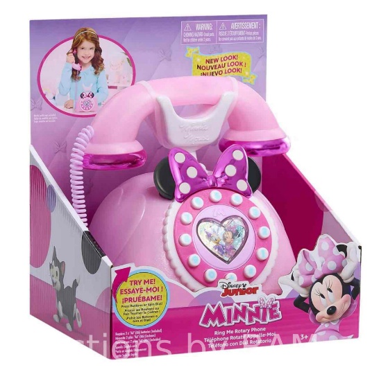 Disney Junior Minnie Mouse Ring Me Rotary Phone with Lights and Sounds, Interactive, Iridescent P...