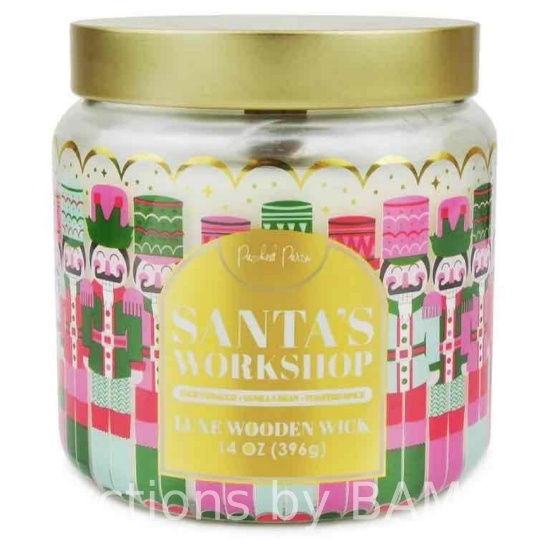 Packed Party Santas Workshop Candle with Wood Wick, 14-Ounce