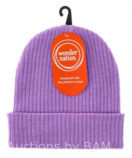 Wonder Nation Girls Ribbed Beanie Hat, Purple Power
