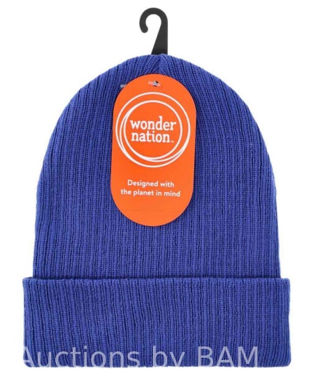 Wonder Nation Girls Ribbed Beanie Hat, Blue