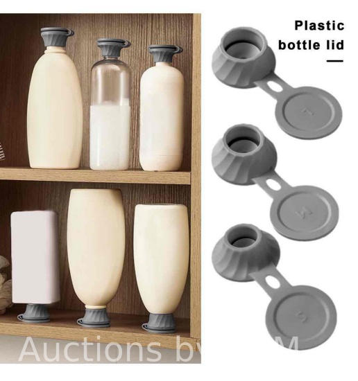 Kinaerty 3Pcs Inverted Bottle Lid Leakproof TPE Bathroom Lotion Shampoo Kitchen Seasoning Bottle