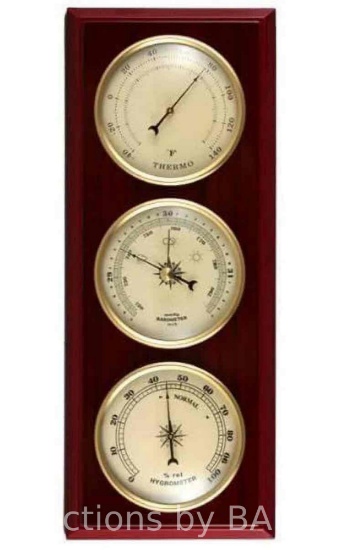 Ambient Weather WS-YG315 Cherry Finish Dial Traditional Weather Station w/ Thermometer, Barometer &
