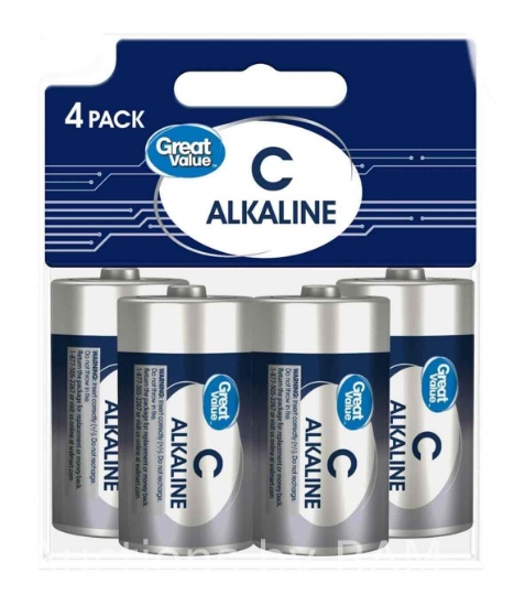 Great Value Alkaline C Batteries, 4 Count