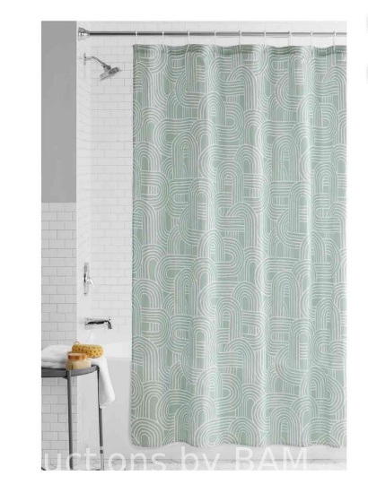 Mainstays Green Arches Fabric Shower Curtain, 72 x 72