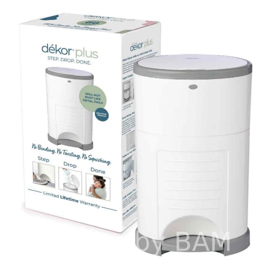 Dekor Plus Hands-Free Diaper Pail White