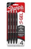 Sharpie S-Gel, Gel Pens, Sleek Metal Barrel, Matte Black, Medium Point (0.7mm), Black Ink, 4 Count