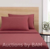 Mainstays Extra Soft Adult Jersey Bed Sheet Set, King, Red Sedona, 4 Pieces