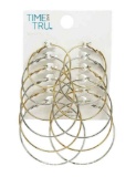 Time and Tru Womens Gold Tone Graduated Wire Hoop Earring Set, 6-Piece