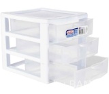 Sterilite Small 3 Drawer Desktop Unit, Plastic, White