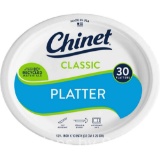Chinet Classic Premium Disposable Paper Platters, White, 12 x 10, 30 Count