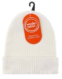 Wonder Nation Girls Ribbed Beanie Hat, Delicate Ivory