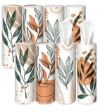Armscye 8 Pcs Boho Round Car Tissue Box Cylinder, Facial Tissues Box Holder With 3-ply Facial Tis...