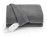 Sunbeam Throw Grey Fleece, 4 Heat Settings, 4-Hour Auto Shut-Off, Electric Heated Blanket, 50 x 60