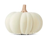 Harvest Cream Flocked Resin Decorative Pumpkin by Way To Celebrate