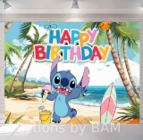 Lilo & Stitch Cartoon Theme Birthday Flag Background Banner Childrens Party Decoration supplies