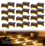 FUYGRCJ 24 Pack Fence Post Solar Stair Lights, Weatherproof LED Deck Lights, Solar Powered Outdoor