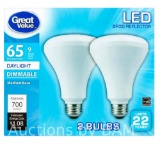 Great Value LED Light Bulb, 9W (65W Equivalent) Dimmable, Daylight 2-Pack