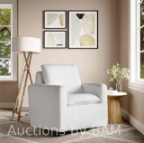Lifestyle Solutions Lyndsey Modern Swivel Accent Chair, White Fabric