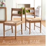 My Texas House Laurel Dining Chairs with Woven Seagrass Seat, Warm Brown, 2 Pack
