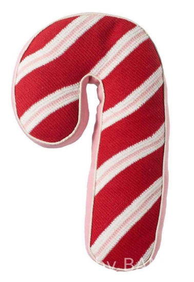 Red, White and Pink Fabric Candy Cane Decorative Throw Pillow, 17 in, by Holiday Time