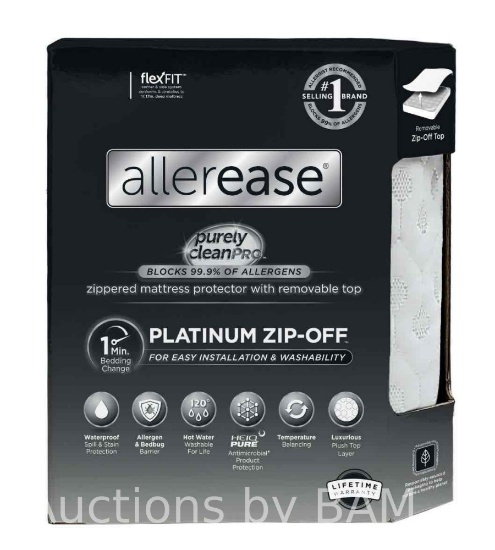 Allerease Platinum Temperature Balancing Zip-Off Top Mattress Protector, King