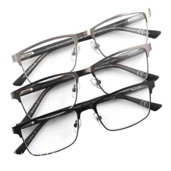 Design Optics by Forster Grant Full Metal Square Reading Glasses +2.50, 3-pack