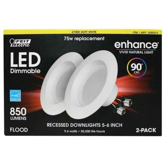 Feit 75W Replacement Dimmable LED Light 6 Inch Retrofit 2 Pack