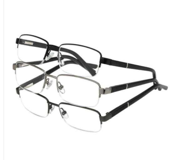 Design Optics by Foster Grant Lyden Semi-Rimless Rectangular Reading Glasses, 3-Pack +2.50