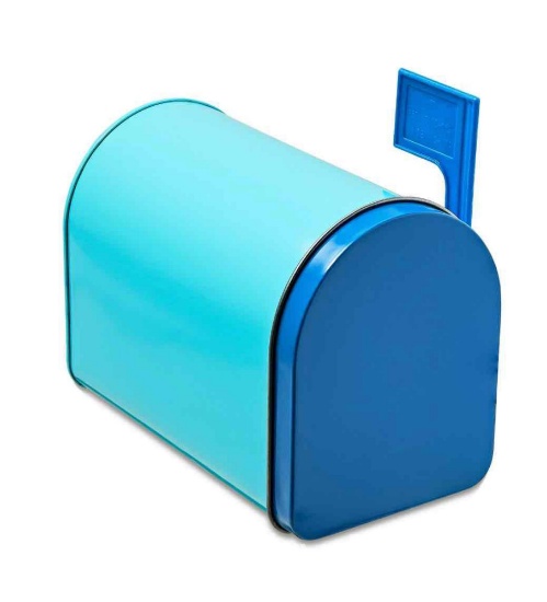 Valentines Day Blue Tin Mailbox, by Way To Celebrate 5 inches