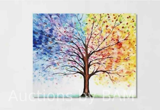 Nyssed - Colorful Seasons Tree of Life Canvas Print Paintings Wall Art Modern Landscape Abstract