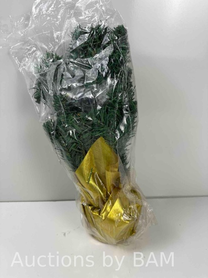 National Tree Company Pre-Lit Feel Real Artificial Mini Christmas Tree, Green, Nordic Spruce, White