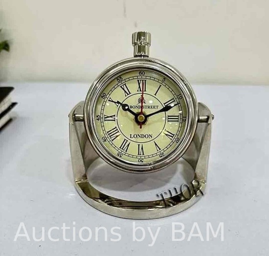 Vintage Table Clock, Anniversary Clocks with Glass Dome European Vintage Style Desk Clock Silent