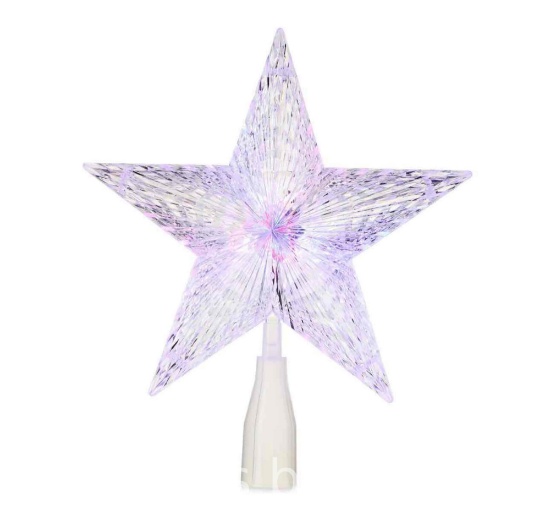 Clear Crystal Star LED Color Changing Christmas Tree Topper, 10, by Holiday Time