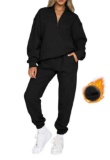 Aleumdr Womens 2 Piece Athletic Outfits Sets Zip Mock Neck Tracksuit Plus Size Pullover Long