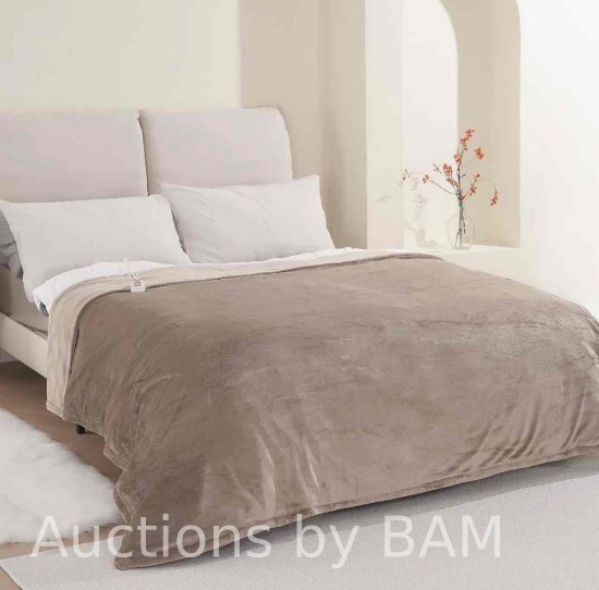 MARNUR Electric Blanket 72 x 84 Full Size Heated Blanket, 6-Heating Levels, 10H Auto-off Linen