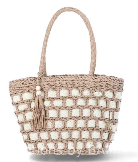 No Boundaries Festival Straw Top Handle Bag, Natural/Natural, Womens