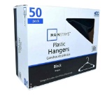 Mainstays Plastic Notched Adult Hangers for Any Clothing Type, Rich Black 50 Count