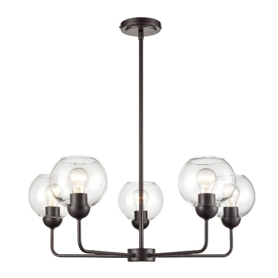(8) Allen + Roth 28" Wide 5-Light Chandelier - Bronze