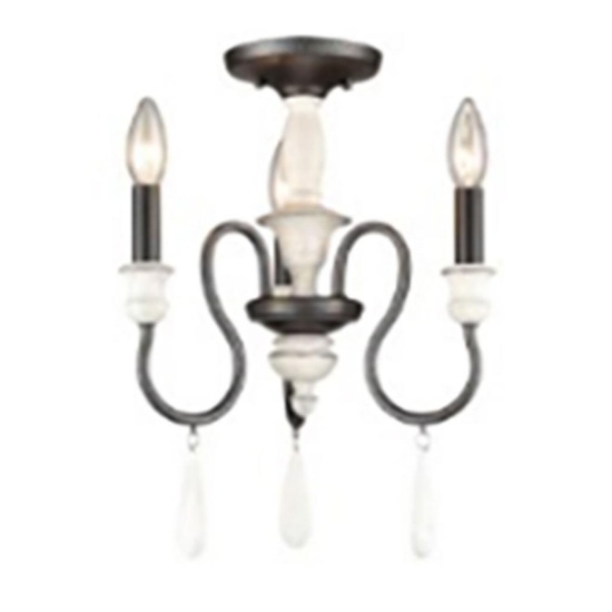 (24) Allen + Roth WH/BK French Farmhouse Semi Flush