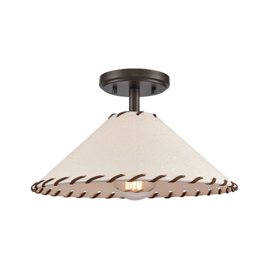 (366) Parchment Ceiling Fixture - BZ/Parch 1-LT