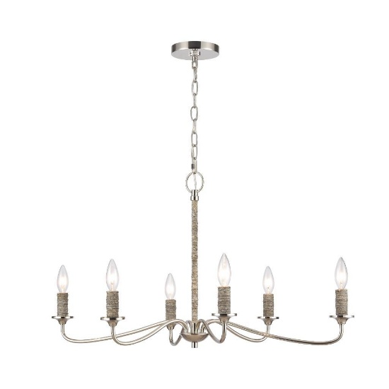 (80) Carradine 32" Wide 6-Light Chandelier - Oval Polished Nickel