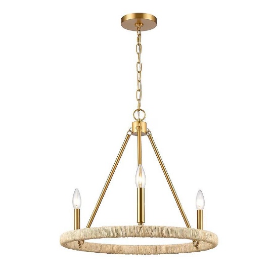 (90) Abaca 20" Wide 3-Light Chandelier