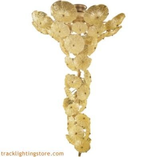 (1) Girona 53" Wide 40-Light Chandelier - Silver Leaf with Murano Glass