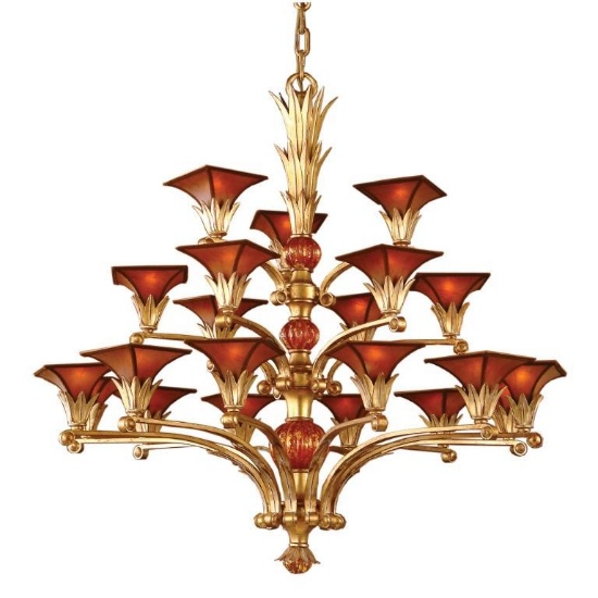 (1) Valenciana 46" Wide 21-Light Chandelier - Gold Leaf