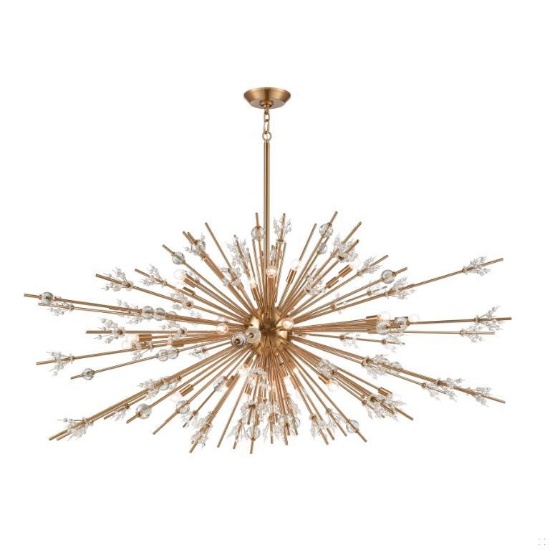 (4) Starburst 72" Wide 31-Light Chandelier - Satin Brass