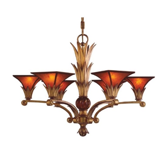 (1) Valenciana 32" Wide 6-Light Chandelier - Gold Leaf