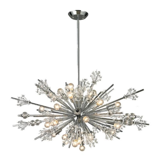 (2) Starburst 36" Wide 24-Light Chandelier - Polished Chrome