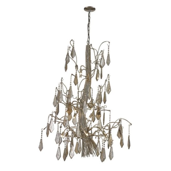 (1) Nimbus 40" Wide 15-Light Chandelier - Antique Silver Leaf