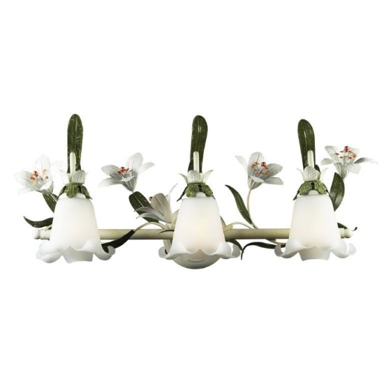 (66) Floral 27" Wide 3-Light Vanity Light - White.