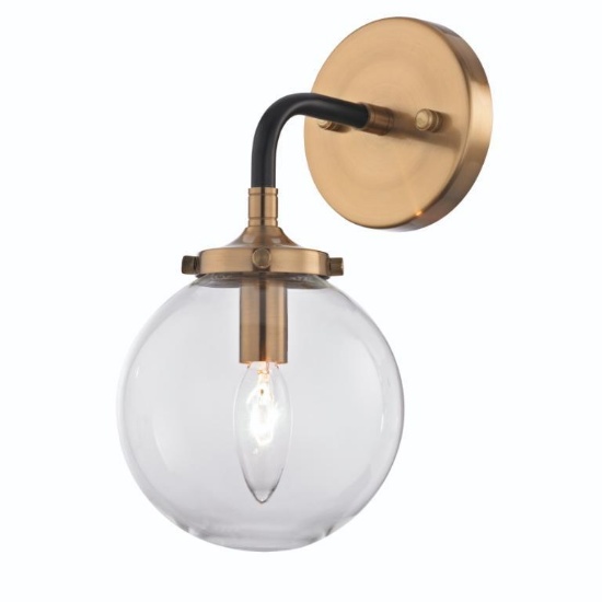 (120) Boudreaux 12" High 1-Light Sconce - Matte Black with Antique Gold